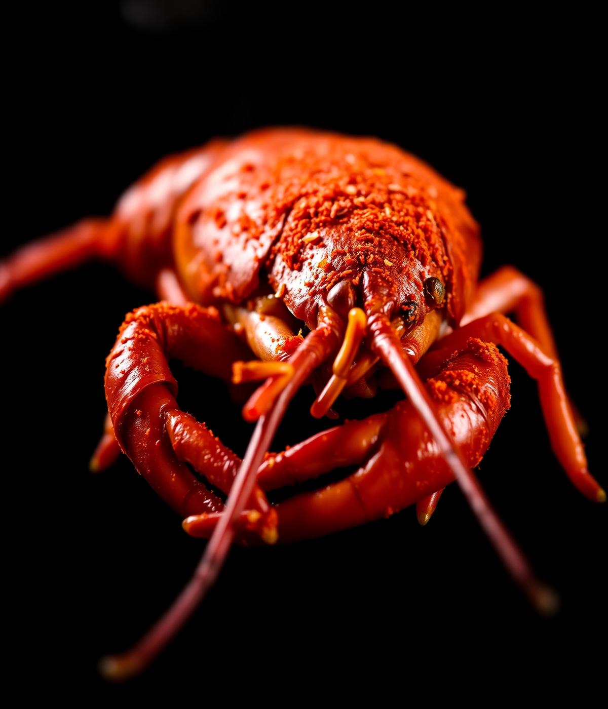 Boiled crawfish covered in cayenne seasoning